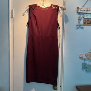 Plum Calvin Klein dress with gold buttons